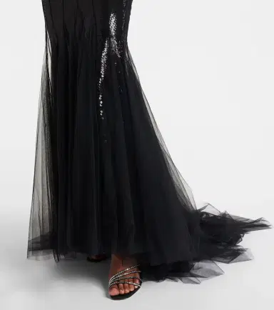 David Koma Sequined tulle and satin gown | Thumbnail 4 David Koma Sequined tulle and satin gown | Thumbnail 4