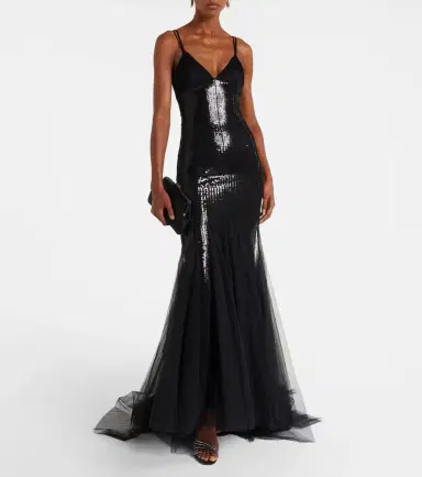 David Koma Sequined tulle and satin gown | Thumbnail 6 David Koma Sequined tulle and satin gown | Thumbnail 6