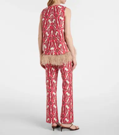 La DoubleJ La Scala feather-trimmed cotton top | Thumbnail 3 La DoubleJ La Scala feather-trimmed cotton top | Thumbnail 3