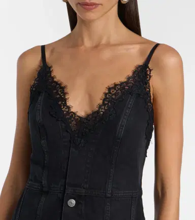 Stella McCartney Lace-trimmed denim maxi dress | Thumbnail 4 Stella McCartney Lace-trimmed denim maxi dress | Thumbnail 4