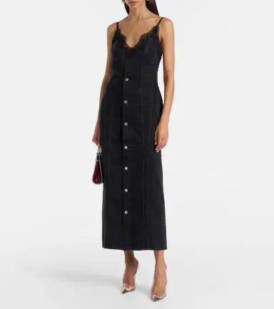 Stella McCartney Lace-trimmed denim maxi dress | Thumbnail 5 Stella McCartney Lace-trimmed denim maxi dress | Thumbnail 5