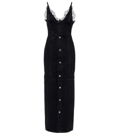 Stella McCartney Lace-trimmed denim maxi dress | Thumbnail 1 Stella McCartney Lace-trimmed denim maxi dress | Thumbnail 1