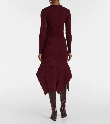 Stella McCartney Asymmetric ribbed-knit midi skirt | Thumbnail 3 Stella McCartney Asymmetric ribbed-knit midi skirt | Thumbnail 3