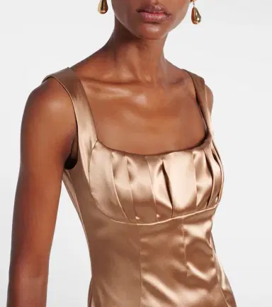Dolce & Gabbana Pleated satin midi dress | Thumbnail 2 Dolce & Gabbana Pleated satin midi dress | Thumbnail 2