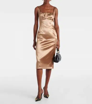 Dolce & Gabbana Pleated satin midi dress | Thumbnail 3 Dolce & Gabbana Pleated satin midi dress | Thumbnail 3