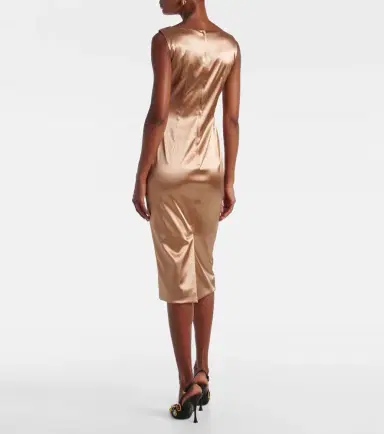 Dolce & Gabbana Pleated satin midi dress | Thumbnail 4 Dolce & Gabbana Pleated satin midi dress | Thumbnail 4