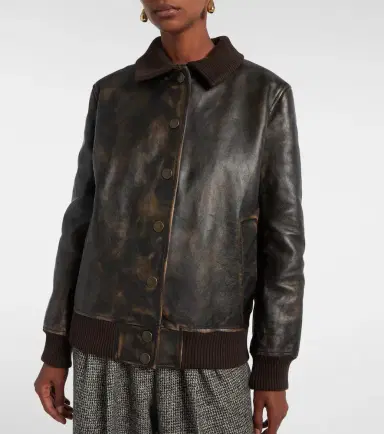 Dolce & Gabbana Shearling-trimmed leather bomber jacket | Thumbnail 6 Dolce & Gabbana Shearling-trimmed leather bomber jacket | Thumbnail 6