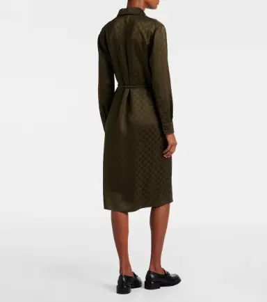 Gucci GG belted satin jacquard shirt dress | Thumbnail 6 Gucci GG belted satin jacquard shirt dress | Thumbnail 6