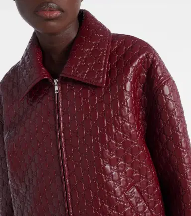 Gucci GG debossed leather jacket | Thumbnail 2 Gucci GG debossed leather jacket | Thumbnail 2