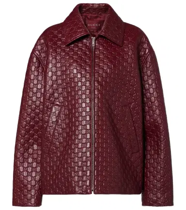 Gucci GG debossed leather jacket | Thumbnail 1 Gucci GG debossed leather jacket | Thumbnail 1