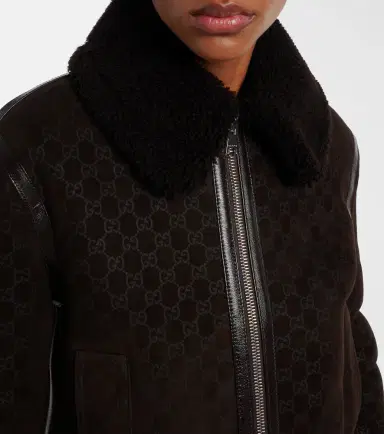 Gucci GG shearling-trimmed leather jacket | Thumbnail 2 Gucci GG shearling-trimmed leather jacket | Thumbnail 2