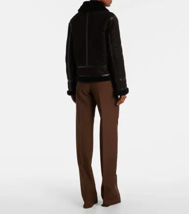 Gucci GG shearling-trimmed leather jacket | Thumbnail 4 Gucci GG shearling-trimmed leather jacket | Thumbnail 4