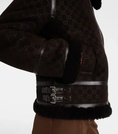 Gucci GG shearling-trimmed leather jacket | Thumbnail 5 Gucci GG shearling-trimmed leather jacket | Thumbnail 5