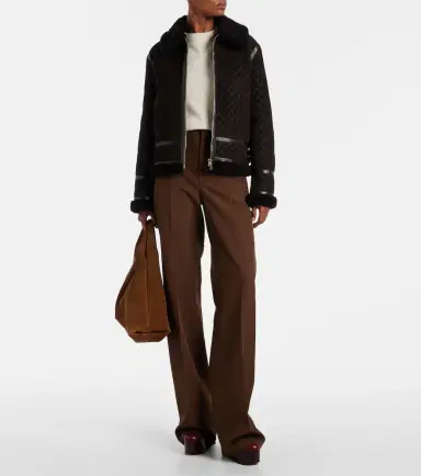 Gucci GG shearling-trimmed leather jacket | Thumbnail 6 Gucci GG shearling-trimmed leather jacket | Thumbnail 6