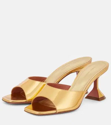 Amina Muaddi Lupita 70 metallic leather mules | Thumbnail 3 Amina Muaddi Lupita 70 metallic leather mules | Thumbnail 3
