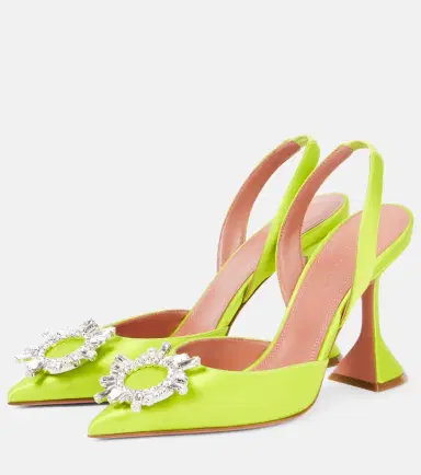 Amina Muaddi Begum 95 satin slingback pumps | Thumbnail 2 Amina Muaddi Begum 95 satin slingback pumps | Thumbnail 2