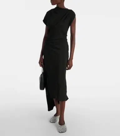 Proenza Schouler Hallie draped midi dress | Thumbnail 4 Proenza Schouler Hallie draped midi dress | Thumbnail 4