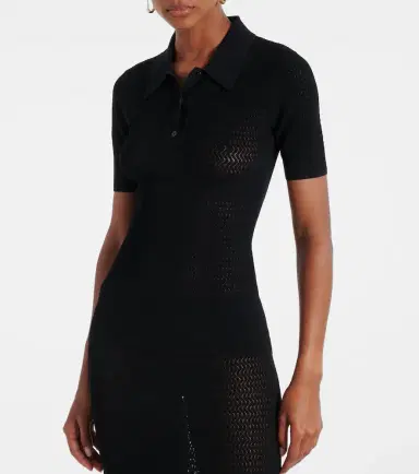 Victoria Beckham Pointelle polo shirt | Thumbnail 4 Victoria Beckham Pointelle polo shirt | Thumbnail 4