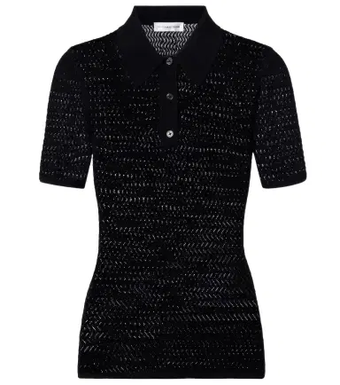 Victoria Beckham Pointelle polo shirt | Thumbnail 1 Victoria Beckham Pointelle polo shirt | Thumbnail 1