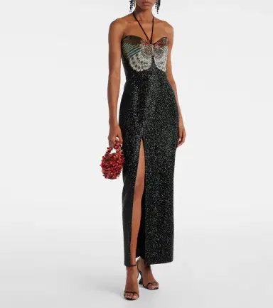 Clio Peppiatt Mariposa embellished halterneck gown | Thumbnail 2 Clio Peppiatt Mariposa embellished halterneck gown | Thumbnail 2