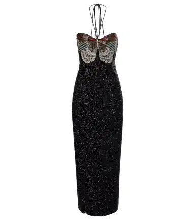 Clio Peppiatt Mariposa embellished halterneck gown | Thumbnail 1 Clio Peppiatt Mariposa embellished halterneck gown | Thumbnail 1
