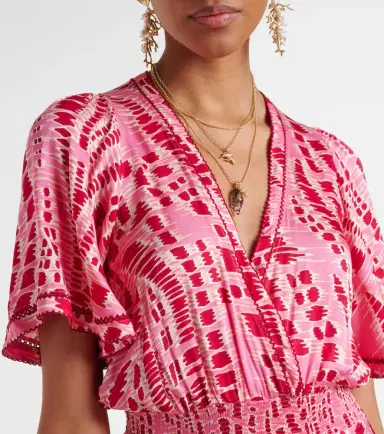 Poupette St Barth Mabelle printed satin midi dress | Thumbnail 3 Poupette St Barth Mabelle printed satin midi dress | Thumbnail 3