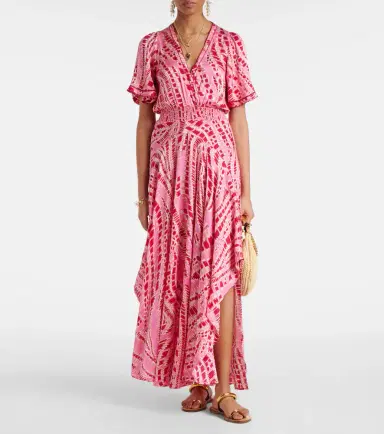 Poupette St Barth Mabelle printed satin midi dress | Thumbnail 5 Poupette St Barth Mabelle printed satin midi dress | Thumbnail 5