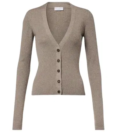 Brunello Cucinelli Ribbed-knit lamé cardigan | Thumbnail 1 Brunello Cucinelli Ribbed-knit lamé cardigan | Thumbnail 1