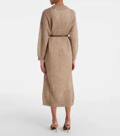 Brunello Cucinelli Belted knitted midi dress | Thumbnail 2 Brunello Cucinelli Belted knitted midi dress | Thumbnail 2