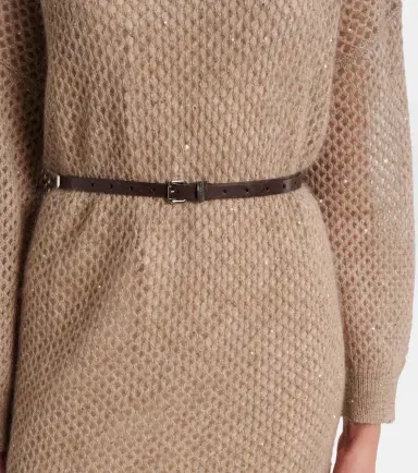 Brunello Cucinelli Belted knitted midi dress | Thumbnail 3 Brunello Cucinelli Belted knitted midi dress | Thumbnail 3
