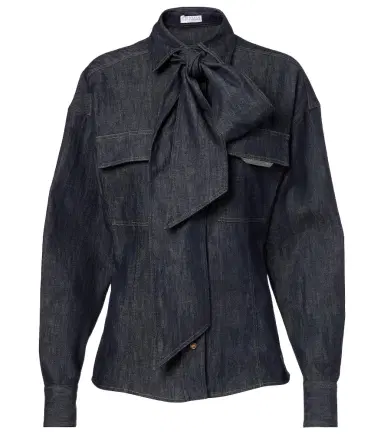 Brunello Cucinelli Bow-tie cotton blouse | Thumbnail 1 Brunello Cucinelli Bow-tie cotton blouse | Thumbnail 1