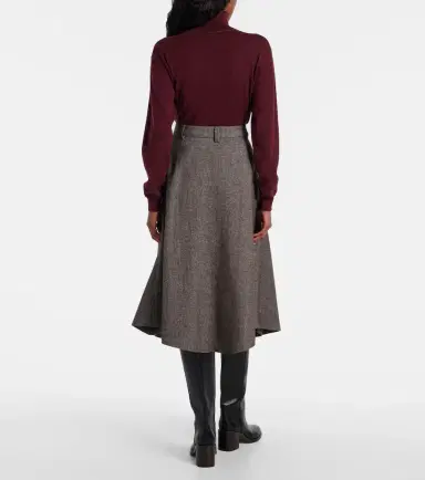 Brunello Cucinelli Wool and linen-blend midi skirt | Thumbnail 3 Brunello Cucinelli Wool and linen-blend midi skirt | Thumbnail 3