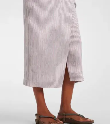 Brunello Cucinelli Striped linen wrap skirt | Thumbnail 3 Brunello Cucinelli Striped linen wrap skirt | Thumbnail 3