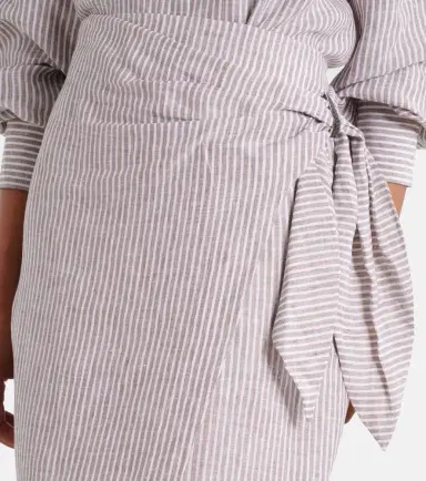 Brunello Cucinelli Striped linen wrap skirt | Thumbnail 4 Brunello Cucinelli Striped linen wrap skirt | Thumbnail 4