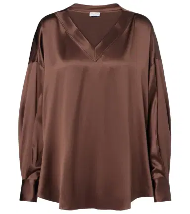 Brunello Cucinelli Silk satin blouse | Thumbnail 1 Brunello Cucinelli Silk satin blouse | Thumbnail 1