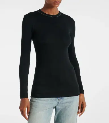 Brunello Cucinelli Monili cotton-blend top | Thumbnail 2 Brunello Cucinelli Monili cotton-blend top | Thumbnail 2