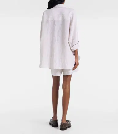 Brunello Cucinelli Monili striped oversized linen shirt | Thumbnail 4 Brunello Cucinelli Monili striped oversized linen shirt | Thumbnail 4
