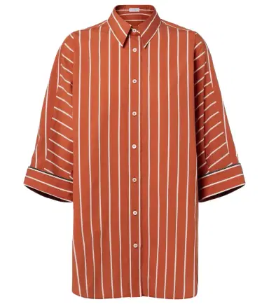 Brunello Cucinelli Striped cotton-blend shirt | Thumbnail 1 Brunello Cucinelli Striped cotton-blend shirt | Thumbnail 1