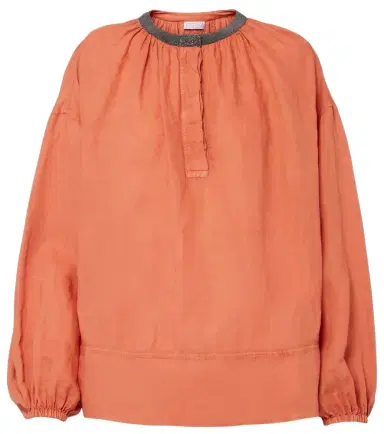 Brunello Cucinelli Monili linen and cotton top | Thumbnail 1 Brunello Cucinelli Monili linen and cotton top | Thumbnail 1