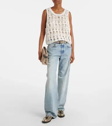 Brunello Cucinelli Open-knit jute and cotton-blend top | Thumbnail 2 Brunello Cucinelli Open-knit jute and cotton-blend top | Thumbnail 2
