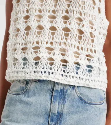 Brunello Cucinelli Open-knit jute and cotton-blend top | Thumbnail 3 Brunello Cucinelli Open-knit jute and cotton-blend top | Thumbnail 3