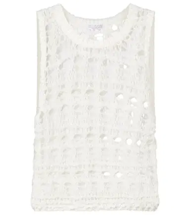 Brunello Cucinelli Open-knit jute and cotton-blend top | Thumbnail 1 Brunello Cucinelli Open-knit jute and cotton-blend top | Thumbnail 1