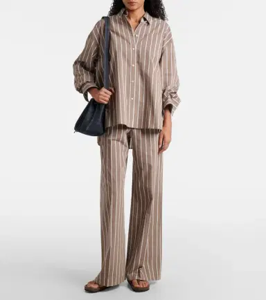 Brunello Cucinelli Striped cotton-blend wide-leg pants | Thumbnail 5 Brunello Cucinelli Striped cotton-blend wide-leg pants | Thumbnail 5
