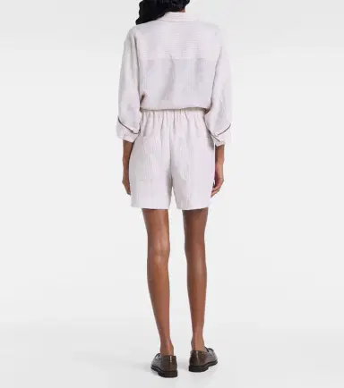 Brunello Cucinelli Striped linen Bermuda shorts | Thumbnail 3 Brunello Cucinelli Striped linen Bermuda shorts | Thumbnail 3