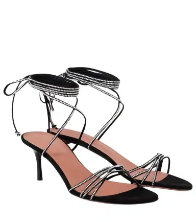 Amina Muaddi Lori 60 crystal-embellished suede sandals | Thumbnail 1 Amina Muaddi Lori 60 crystal-embellished suede sandals | Thumbnail 1