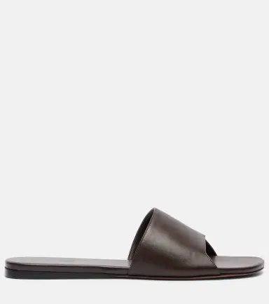 Amina Muaddi Bianca leather slides | Thumbnail 2 Amina Muaddi Bianca leather slides | Thumbnail 2