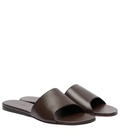 Amina Muaddi Bianca leather slides | Thumbnail 1 Amina Muaddi Bianca leather slides | Thumbnail 1