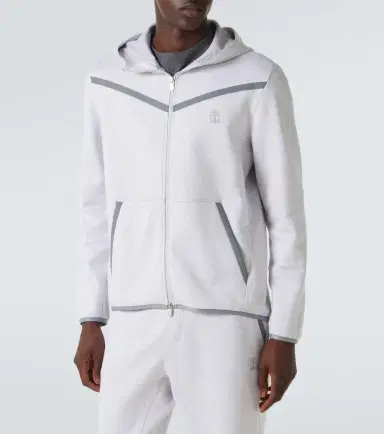 Brunello Cucinelli Cotton-blend French terry zip-up hoodie | Thumbnail 4 Brunello Cucinelli Cotton-blend French terry zip-up hoodie | Thumbnail 4