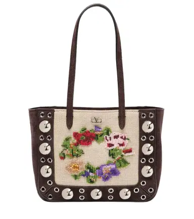 Valentino Garavani Nellcôte Mini embellished suede tote bag | Thumbnail 1 Valentino Garavani Nellcôte Mini embellished suede tote bag | Thumbnail 1