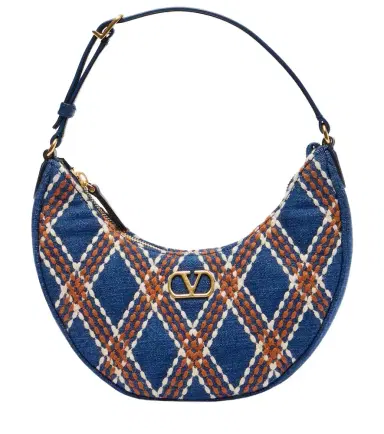 Valentino Garavani Quiltie 67 embroidered denim shoulder bag | Thumbnail 1 Valentino Garavani Quiltie 67 embroidered denim shoulder bag | Thumbnail 1